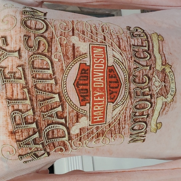 Harley Davidson peach "waffle" shirt - Picture 2 of 7